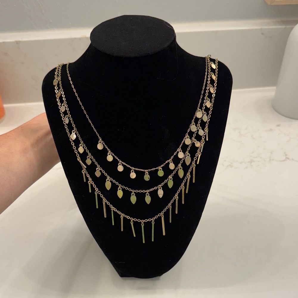 LOFT gold multi-strand long necklace
